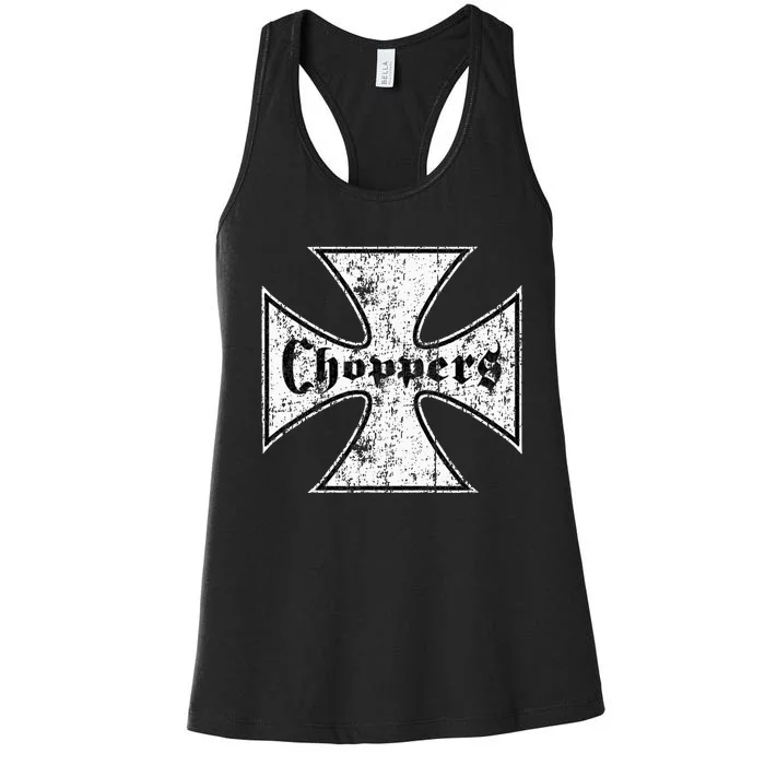 Choppers Iron Cross Cool Vintage Biker Women's Racerback Tank