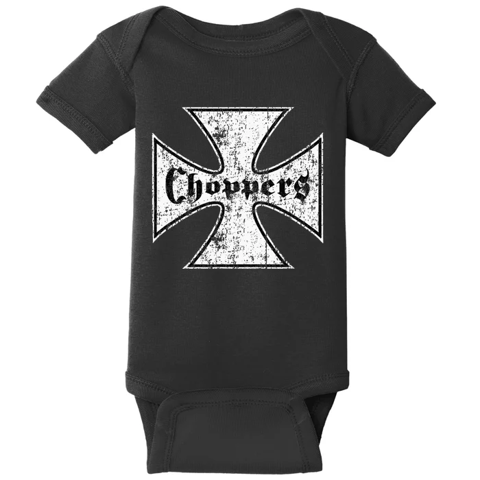 Choppers Iron Cross Cool Vintage Biker Baby Bodysuit