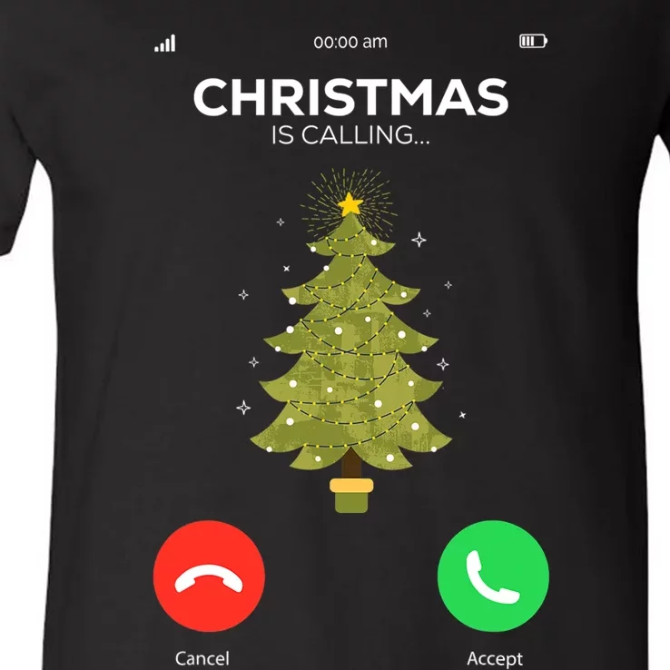 Christmas Is Calling Christmas Pajama Funny XMas Tree V-Neck T-Shirt