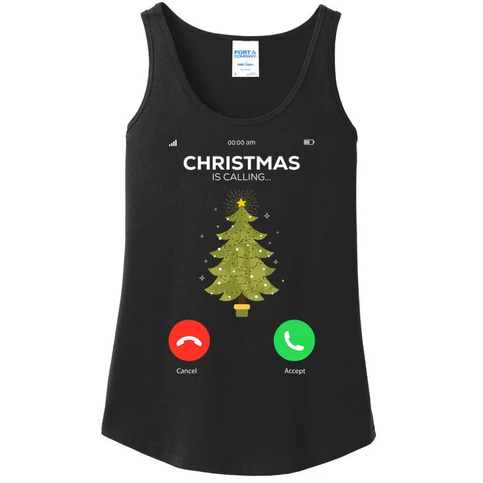 Christmas Is Calling Christmas Pajama Funny XMas Tree Ladies Essential Tank