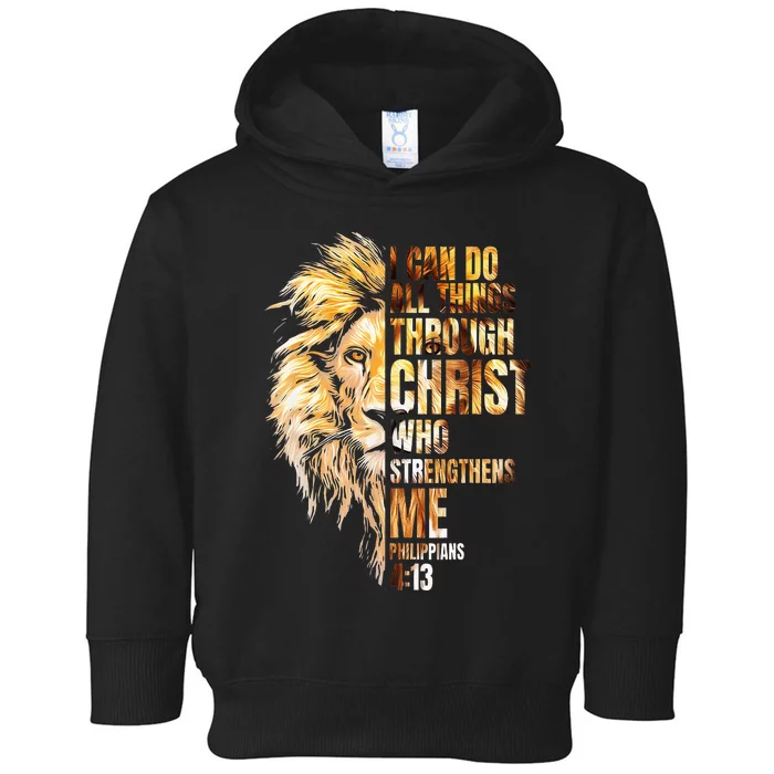 Christian I Can Do All Things Through Christ Lion Faith Toddler Hoodie