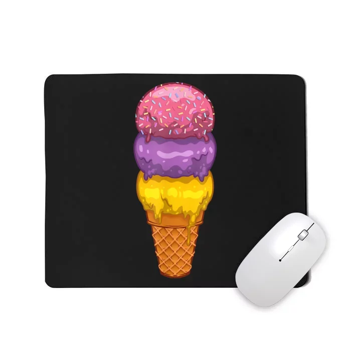 Cute Ice Cream Cone Art For Men Women Kids Ice Cream Lovers Mousepad