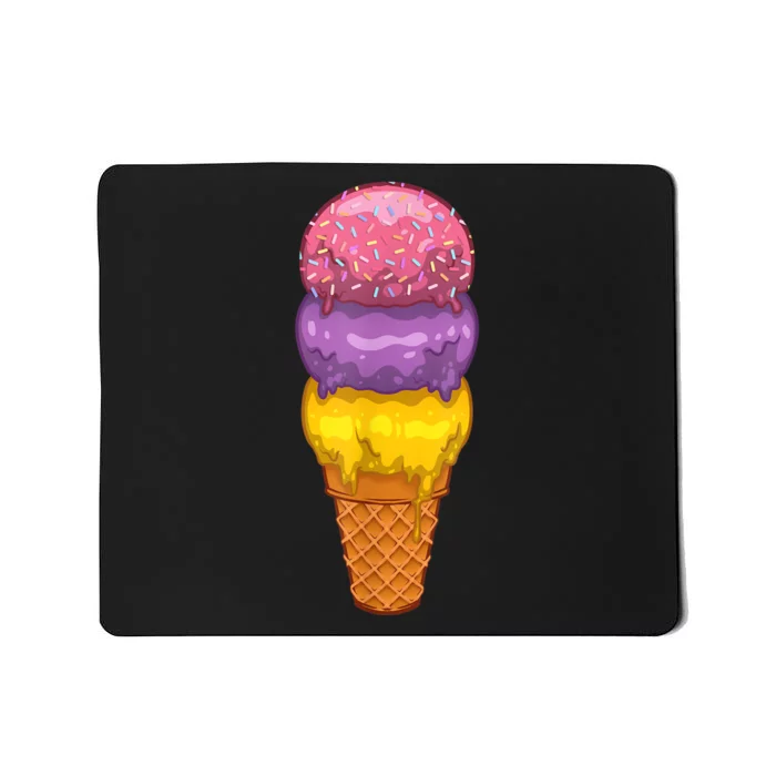 Cute Ice Cream Cone Art For Men Women Kids Ice Cream Lovers Mousepad