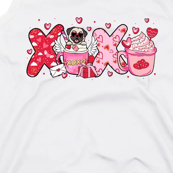 Cute Iced Coffee Pug Dogs Valentines Puppy Dog Lover Mom Dad Tank Top