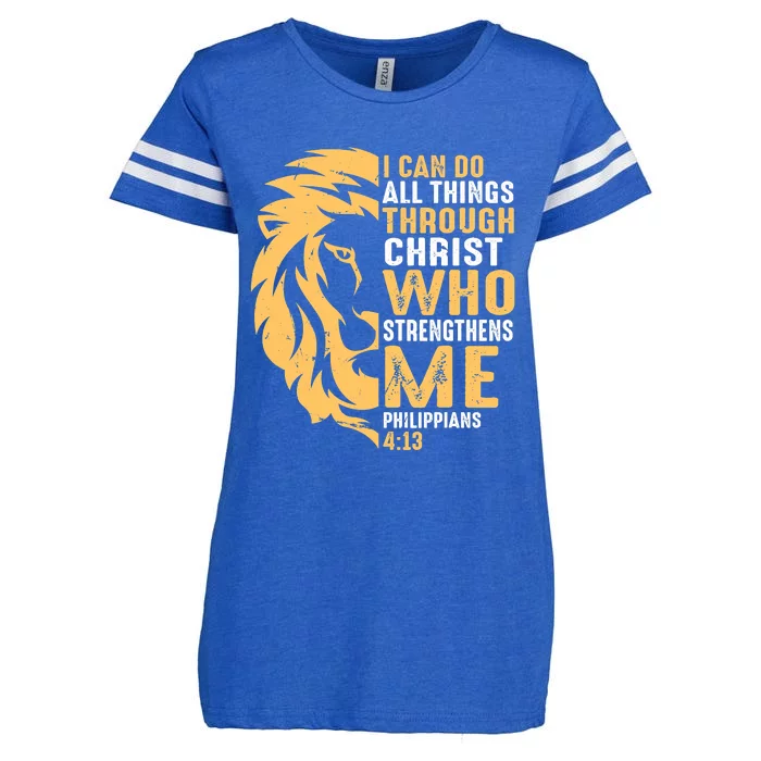 Christian I Can Do All Things Through Christ Lion Faith Enza Ladies Jersey Football T-Shirt