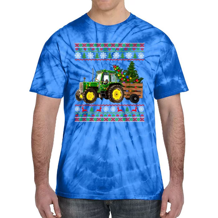 Christmas Is Coming Farmers Santa Claus Reindeer Tractor Gift Tie-Dye T-Shirt