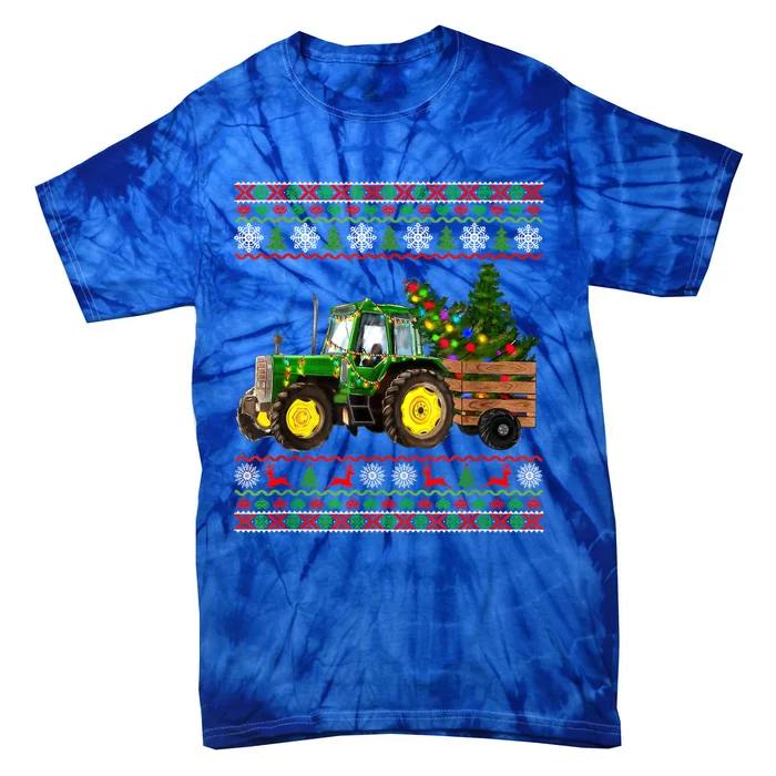 Christmas Is Coming Farmers Santa Claus Reindeer Tractor Gift Tie-Dye T-Shirt