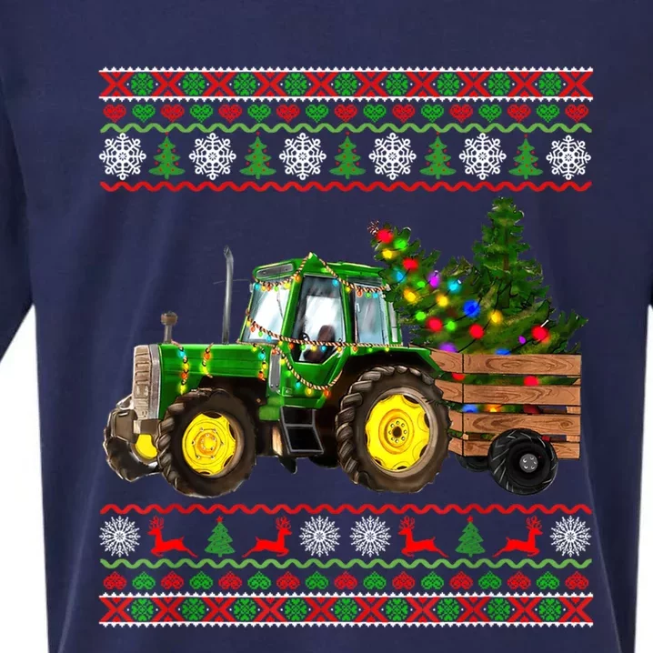 Christmas Is Coming Farmers Santa Claus Reindeer Tractor Gift Sueded Cloud Jersey T-Shirt