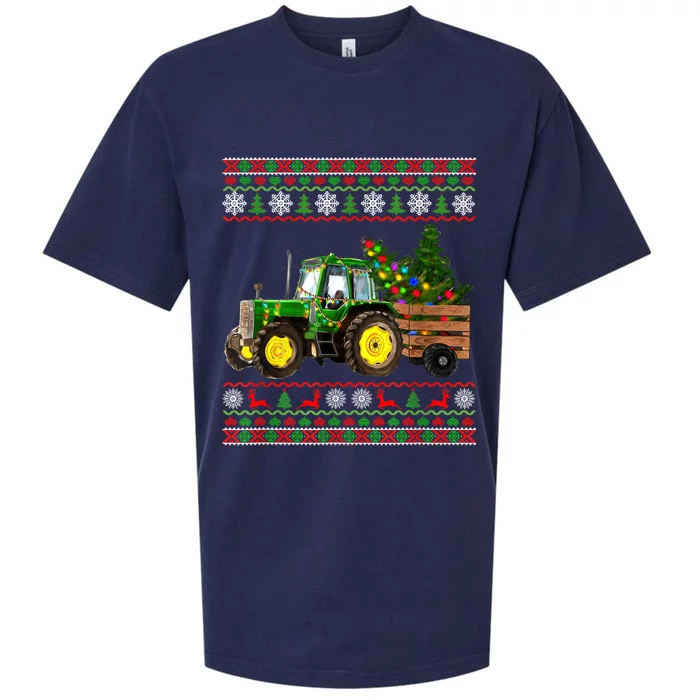 Christmas Is Coming Farmers Santa Claus Reindeer Tractor Gift Sueded Cloud Jersey T-Shirt