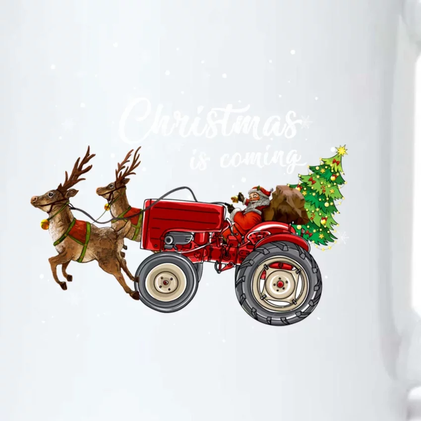 Christmas Is Coming Funny Farmer Santa Claus Tractor Funny Gift Black Color Changing Mug