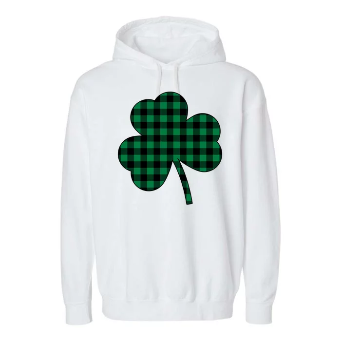 Checkered Irish Clover Leaf Garment-Dyed Fleece Hoodie