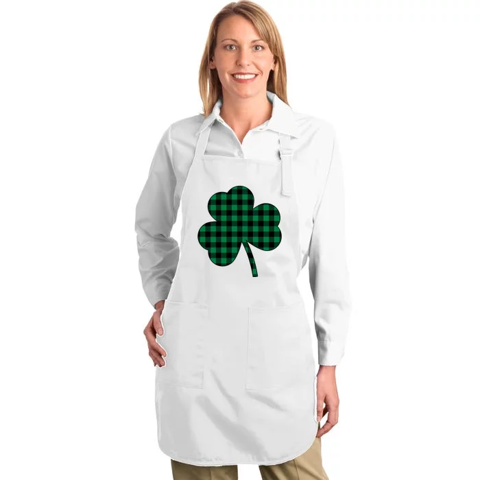 Checkered Irish Clover Leaf Full-Length Apron With Pocket