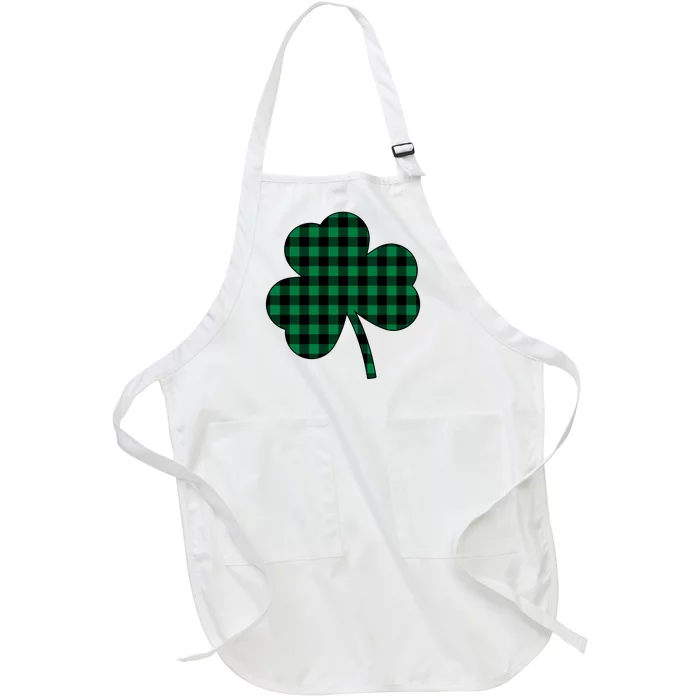 Checkered Irish Clover Leaf Full-Length Apron With Pocket