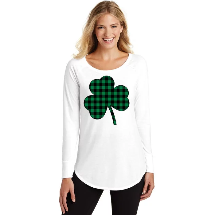 Checkered Irish Clover Leaf Women's Perfect Tri Tunic Long Sleeve Shirt