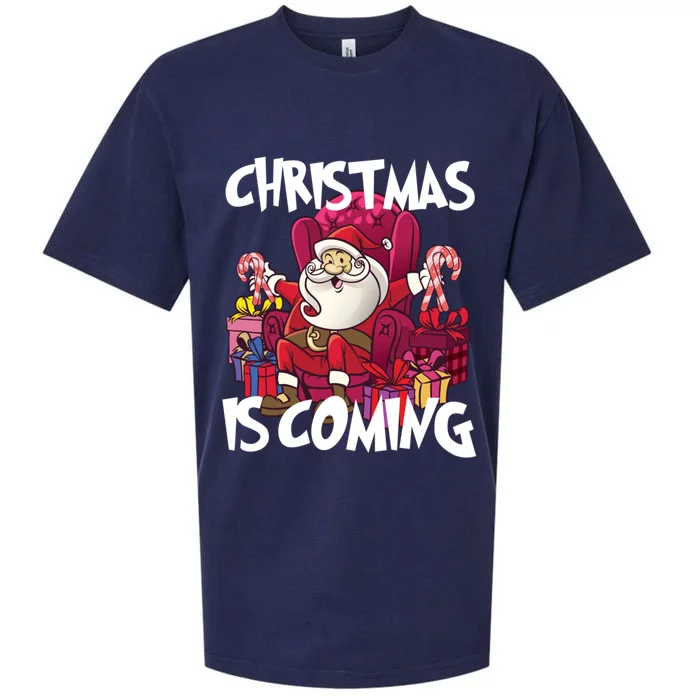 Christmas Is Coming Santa Claus Chistmas Season Gift Sueded Cloud Jersey T-Shirt