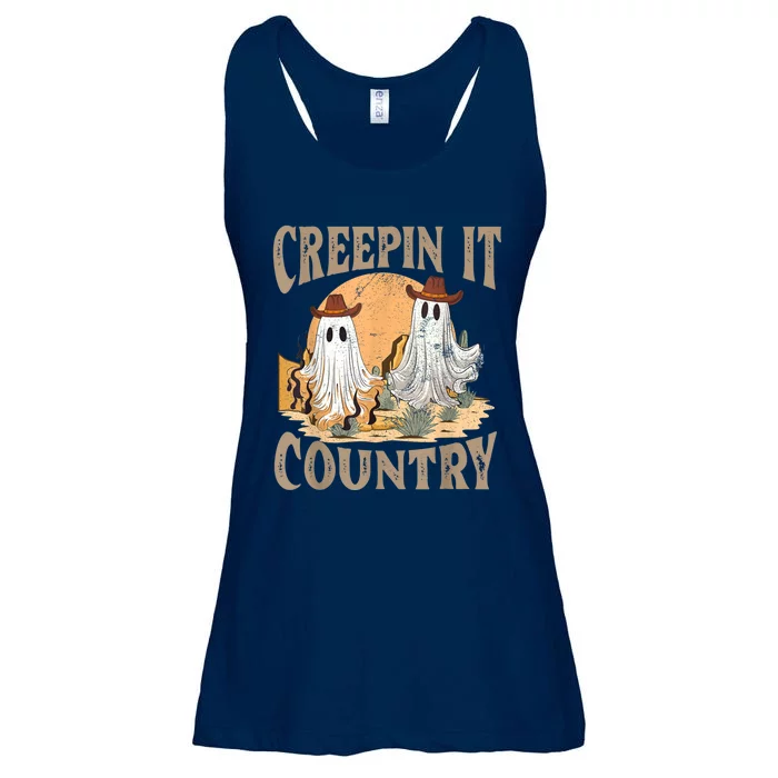 Creepin It Country Funny Halloween Western Cowboy And Cactus Ladies Essential Flowy Tank