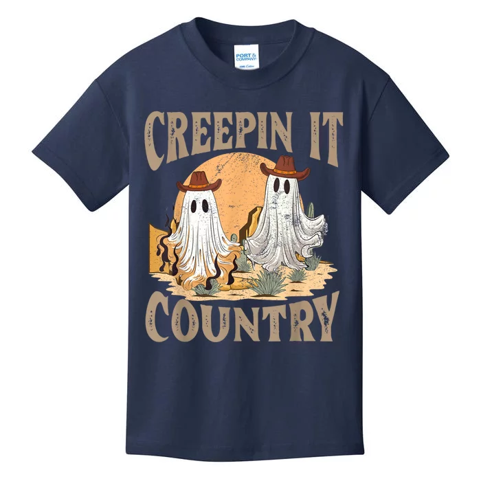 Creepin It Country Funny Halloween Western Cowboy And Cactus Kids T-Shirt