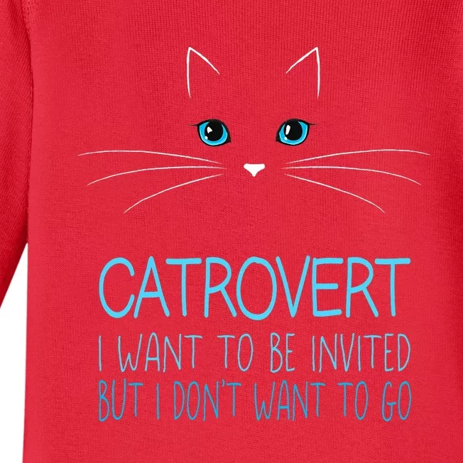 Cute Introvert Cat Lady DonT Want To Go Catrovert Baby Long Sleeve Bodysuit