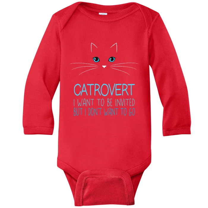 Cute Introvert Cat Lady DonT Want To Go Catrovert Baby Long Sleeve Bodysuit