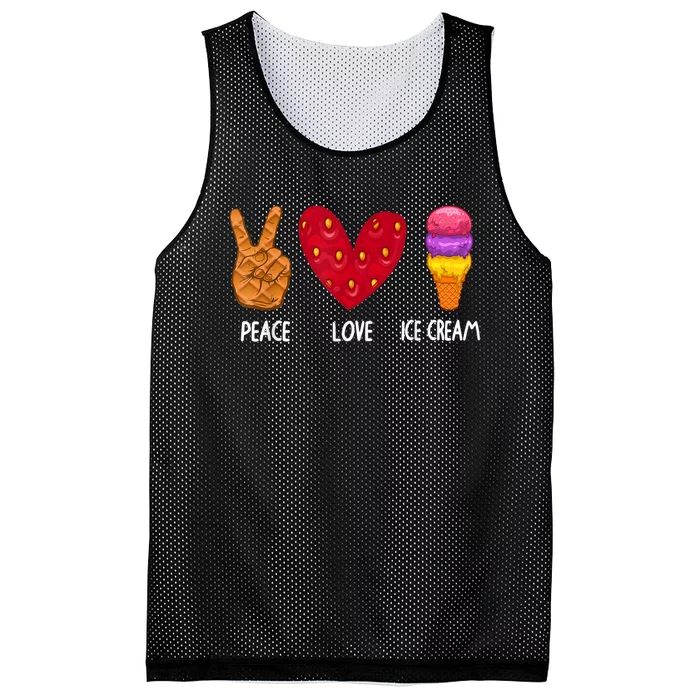 Cool Ice Cream Art For Men Women Peace Love Ice Cream Sundae Mesh Reversible Basketball Jersey Tank