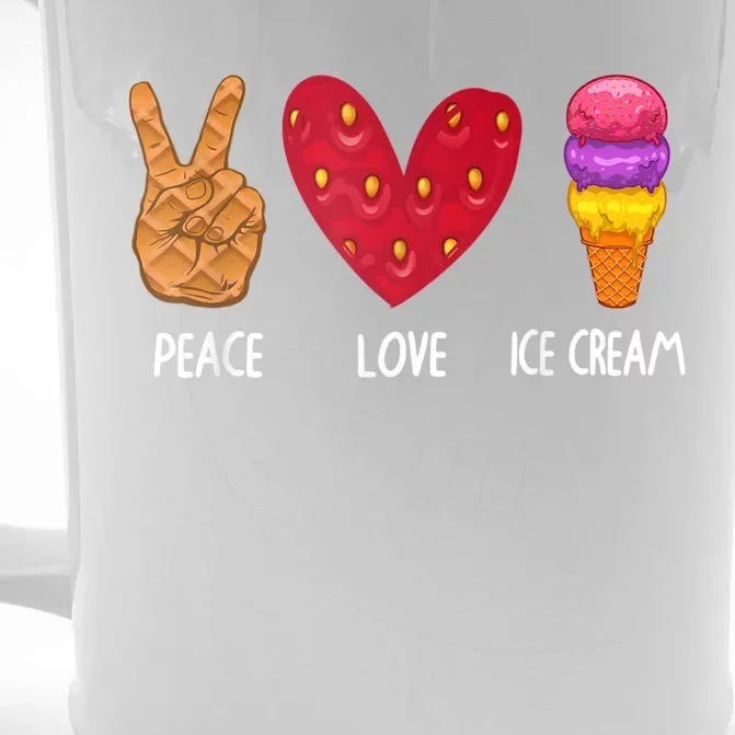 Cool Ice Cream Art For Men Women Peace Love Ice Cream Sundae Front & Back Beer Stein