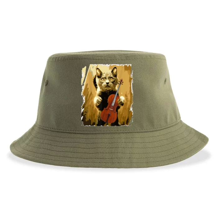 Cello Ioloncello Cellist Gift Funny Musical Cat Sustainable Bucket Hat