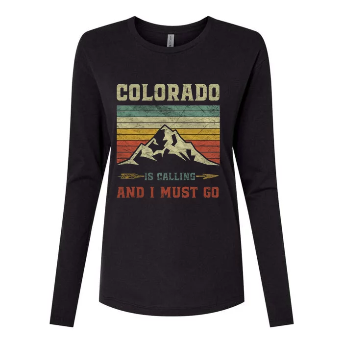 Colorado Is Calling And I Must Go Retro Womens Cotton Relaxed Long Sleeve T-Shirt