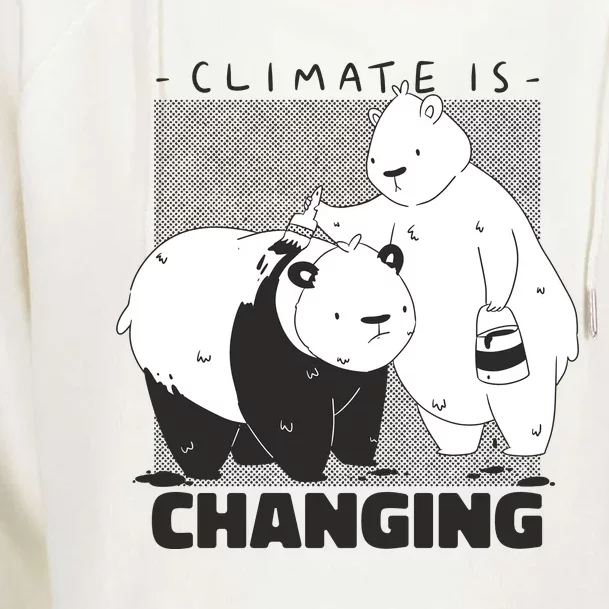 Climate Is Changing Polar Bear Womens Funnel Neck Pullover Hood