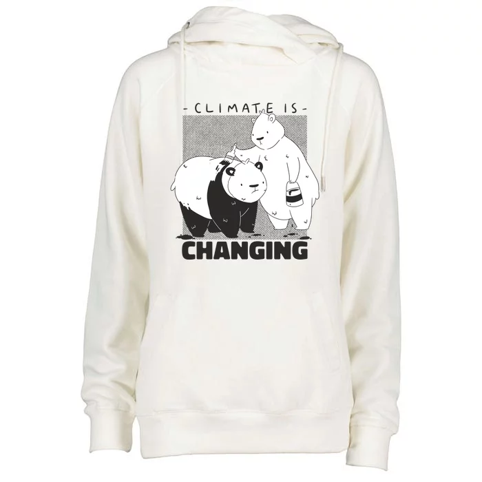 Climate Is Changing Polar Bear Womens Funnel Neck Pullover Hood