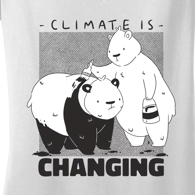 Climate Is Changing Polar Bear Women's V-Neck T-Shirt