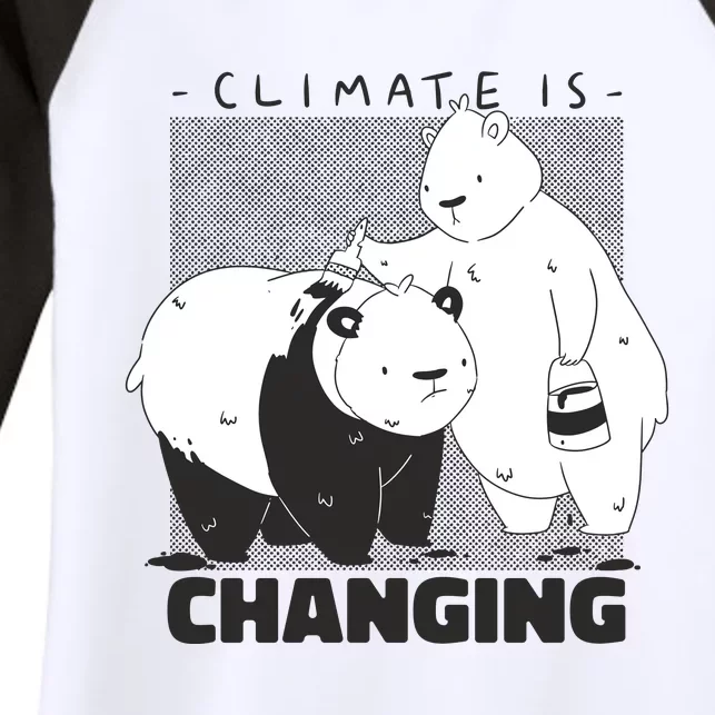 Climate Is Changing Polar Bear Women's Tri-Blend 3/4-Sleeve Raglan Shirt