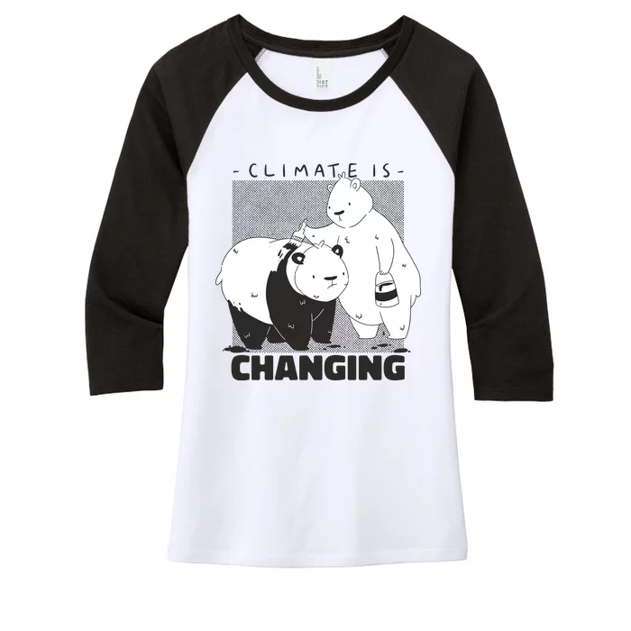 Climate Is Changing Polar Bear Women's Tri-Blend 3/4-Sleeve Raglan Shirt