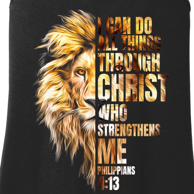 Christian I Can Do All Things Through Christ Lion Faith Ladies Essential Tank