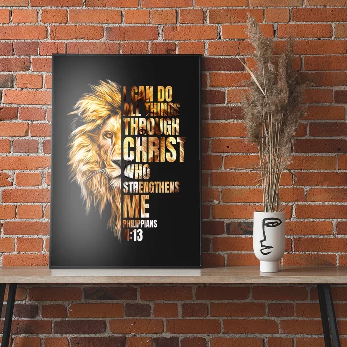 Christian I Can Do All Things Through Christ Lion Faith Poster