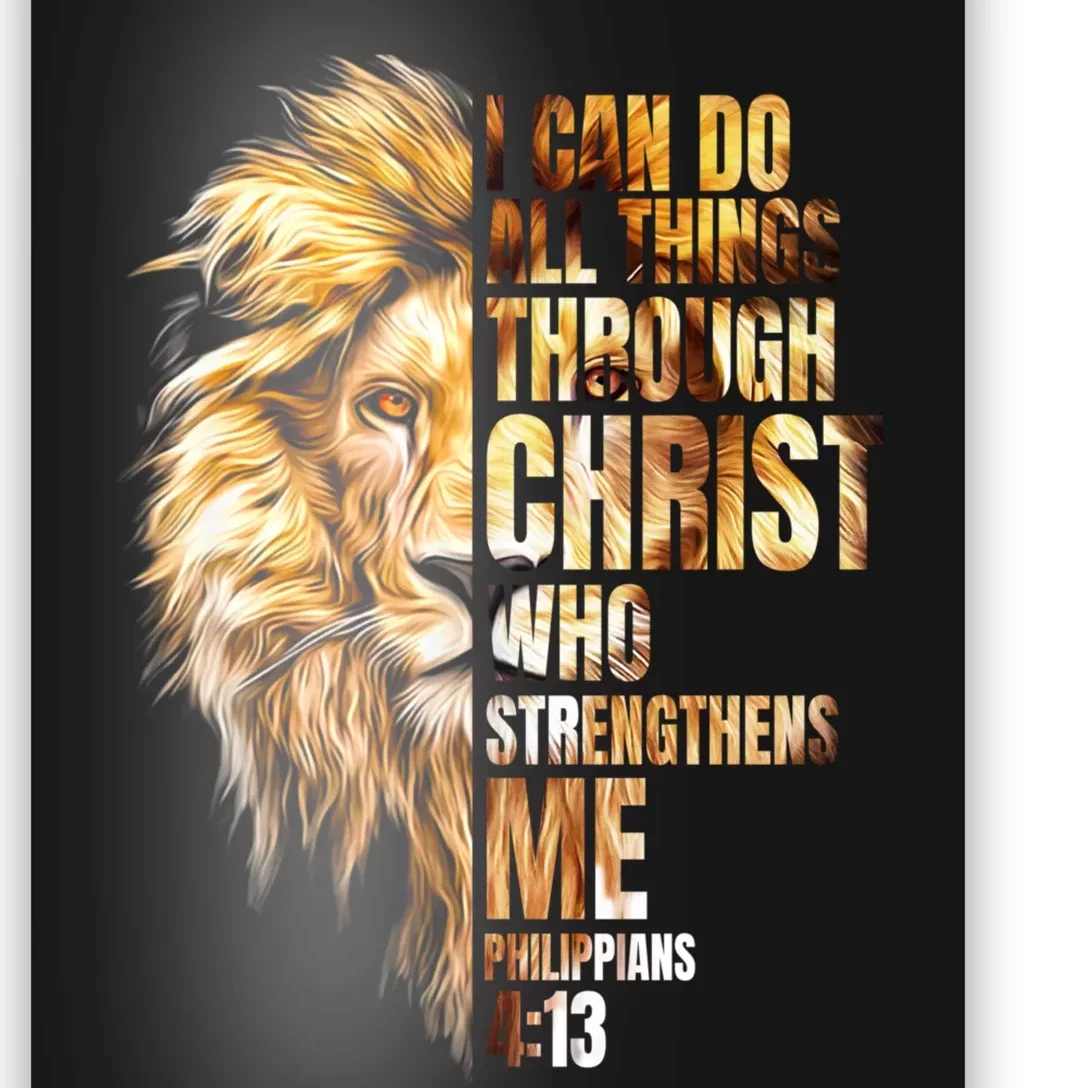 Christian I Can Do All Things Through Christ Lion Faith Poster