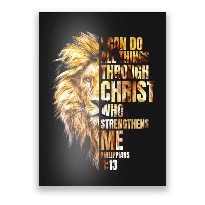 Christian I Can Do All Things Through Christ Lion Faith Poster