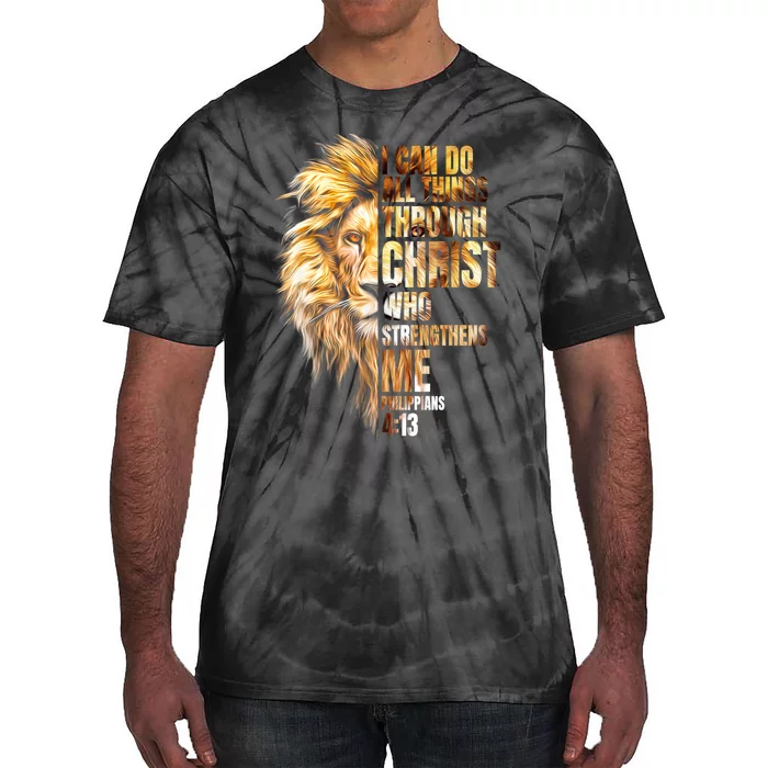 Christian I Can Do All Things Through Christ Lion Faith Tie-Dye T-Shirt