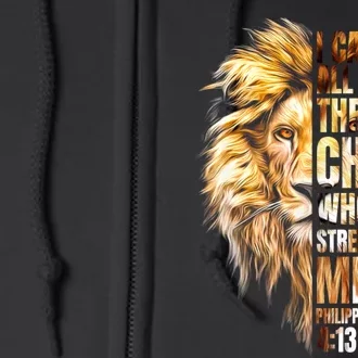 Christian I Can Do All Things Through Christ Lion Faith Full Zip Hoodie