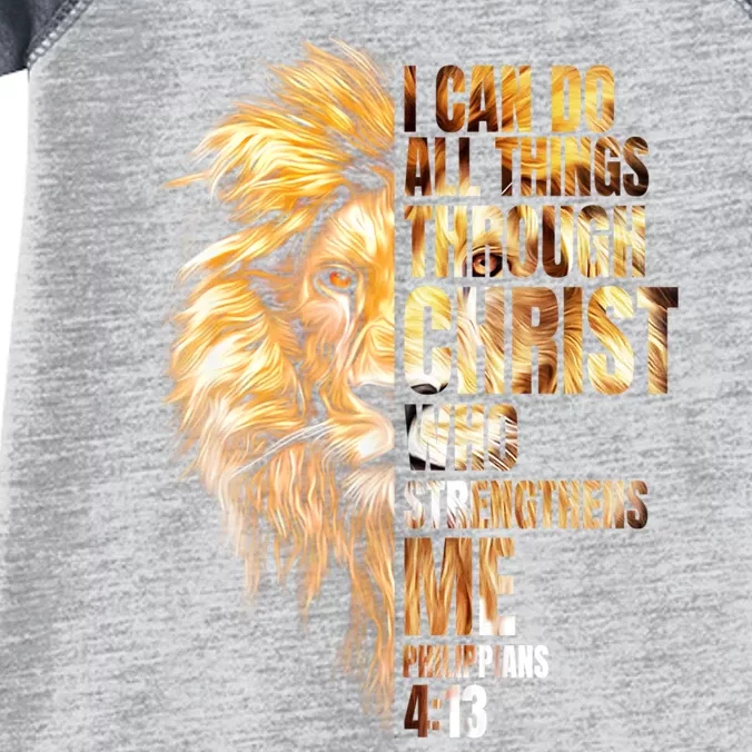 Christian I Can Do All Things Through Christ Lion Faith Infant Baby Jersey Bodysuit