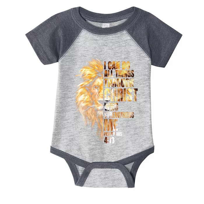 Christian I Can Do All Things Through Christ Lion Faith Infant Baby Jersey Bodysuit