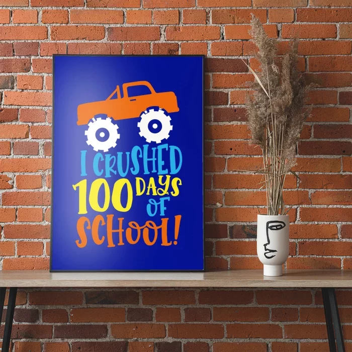 Cute I Crushed 100 Days Of School Celebration Groovy Retro Gift Poster