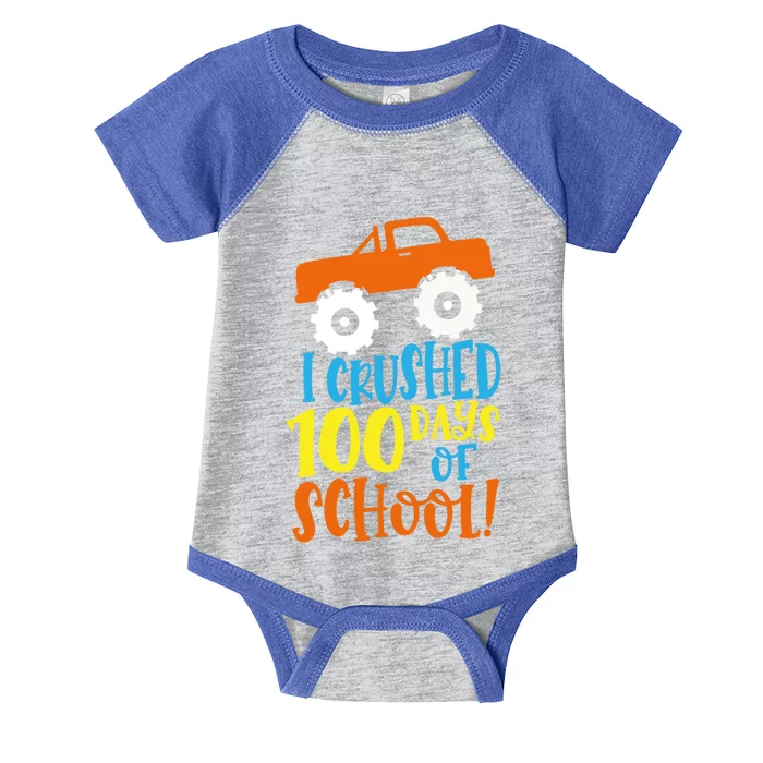 Cute I Crushed 100 Days Of School Celebration Groovy Retro Gift Infant Baby Jersey Bodysuit