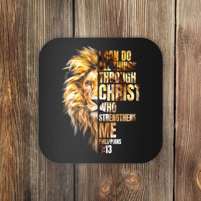 Christian I Can Do All Things Through Christ Lion Faith Coaster