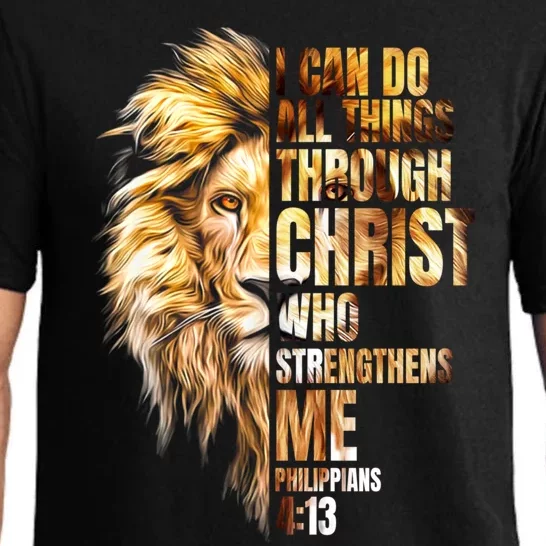 Christian I Can Do All Things Through Christ Lion Faith Pajama Set