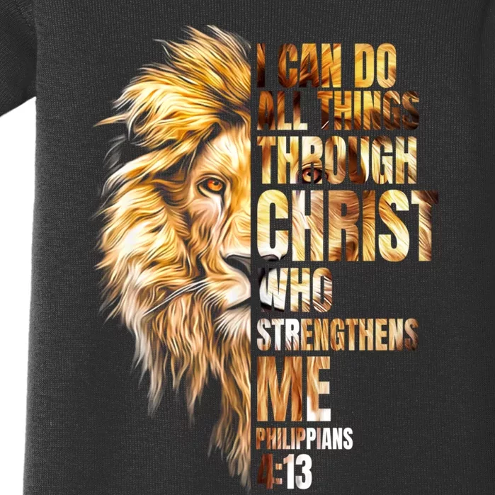 Christian I Can Do All Things Through Christ Lion Faith Baby Bodysuit