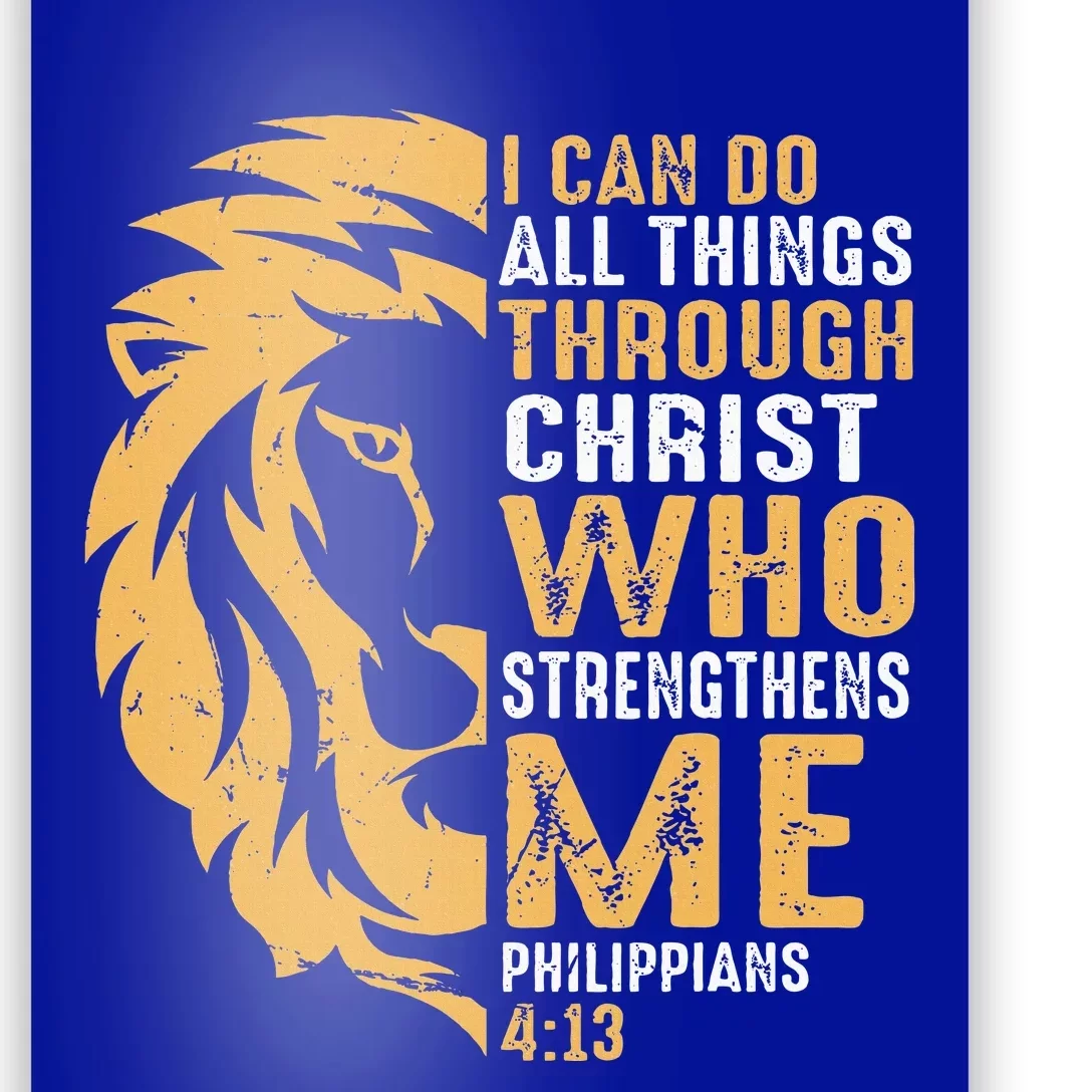 Christian I Can Do All Things Through Christ Lion Faith Poster