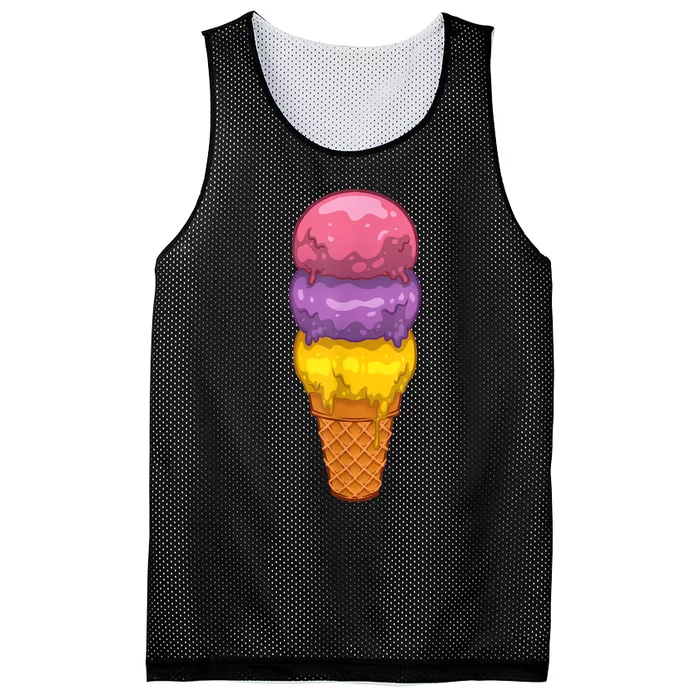 Cute Ice Cream Cone Art For Men Women Kids Ice Cream Lovers Mesh Reversible Basketball Jersey Tank