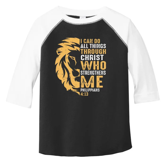 Christian I Can Do All Things Through Christ Lion Faith Toddler Fine Jersey T-Shirt