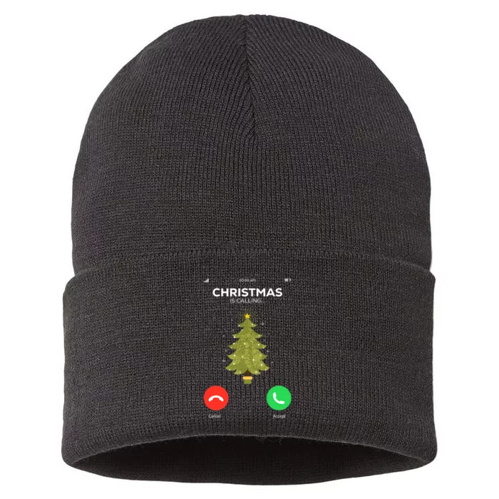 Christmas Is Calling Xmas Is Coming Holiday Pyjamas Matching Sustainable Knit Beanie