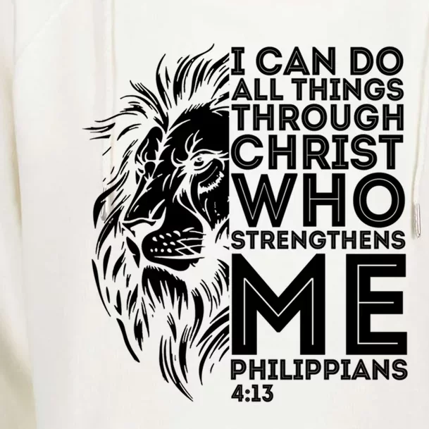 Christian I Can Do All Things Through Christ Lion Faith Gift Womens Funnel Neck Pullover Hood